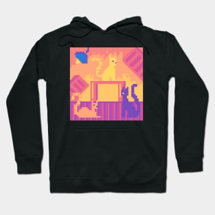 Cats destroying stuff pixel art Hoodie